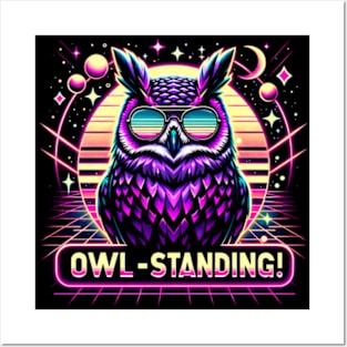 Owl-standing - Synthwave Posters and Art